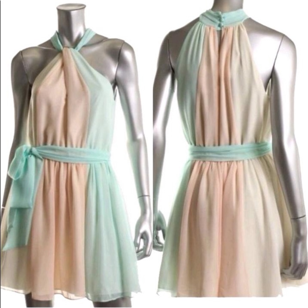 Modcloth Ombre Sherbet Colorblock Halter Dress M